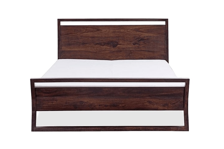 Solid Wood Queen Bed In Walnut Finish