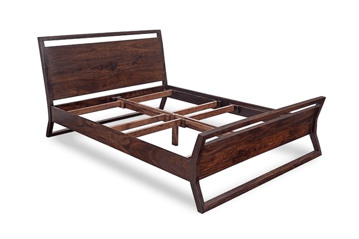 Solid Wood Queen Bed In Walnut Finish