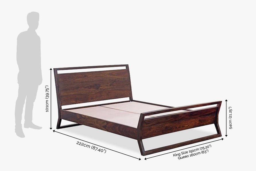 Solid Wood Queen Bed In Walnut Finish