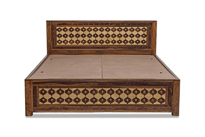 Solid Wood Queen Bed In Honey Finish