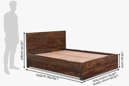 Solid Wood Queen Bed In Walnut Finish