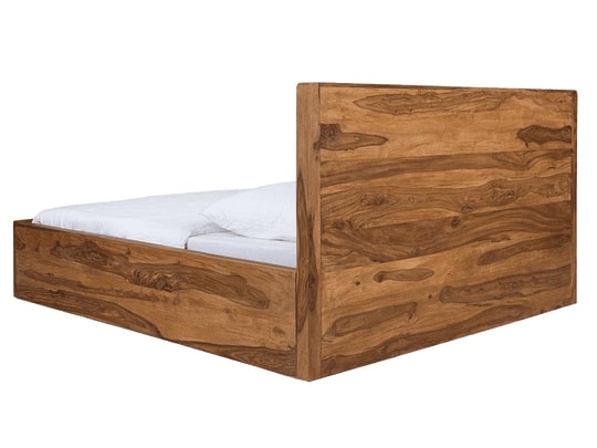 Solid Wood Queen Bed In Honey Finish