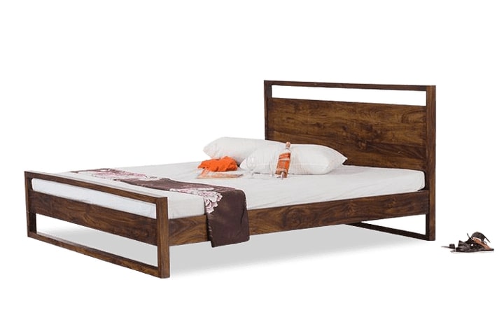 Solid Wood Queen Bed In Stone Finish