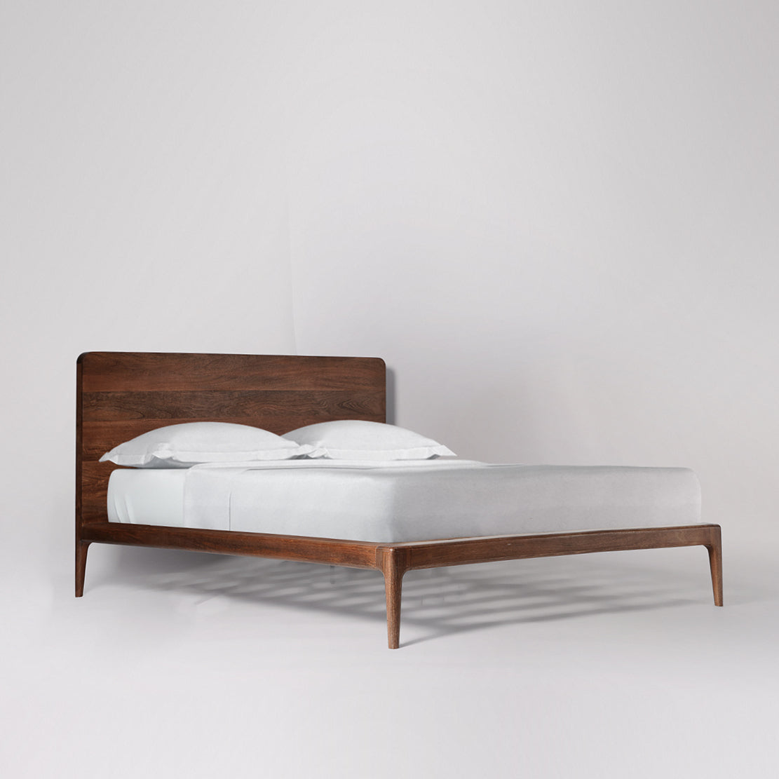 Solid Wood King Bed In Honey Finish