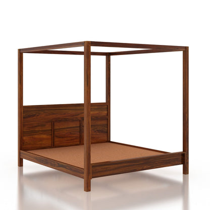 Solid Wood King Bed In Teak Finish