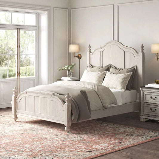 Solid Wood King Bed In White Finish