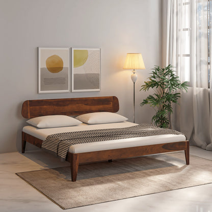 Solid Wood King Bed In Honey Finish