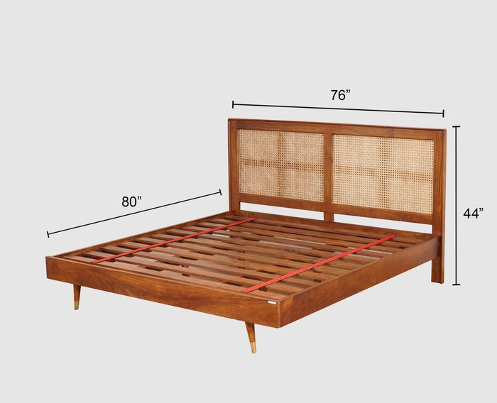 Solid Wood King Bed In Brown Finish