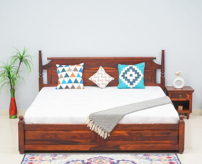 Solid Wood Queen Bed In Maple Finish