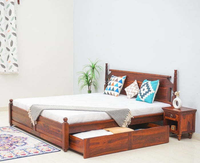 Solid Wood Queen Bed In Maple Finish