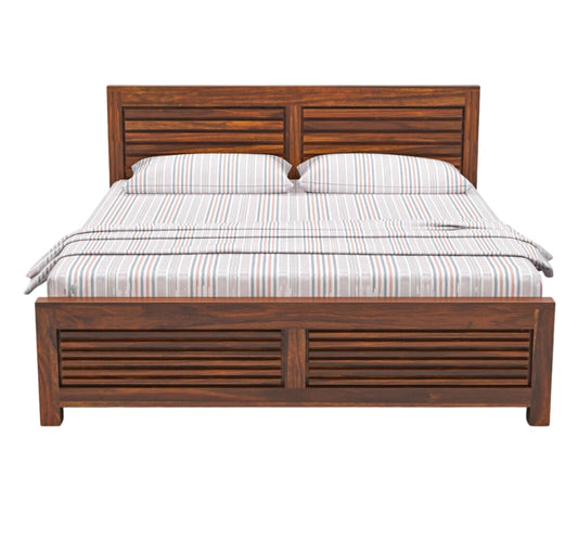 Solid Wood King Bed In Honey Finish