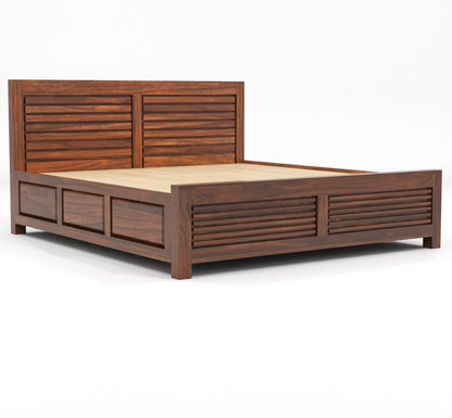 Solid Wood King Bed In Honey Finish