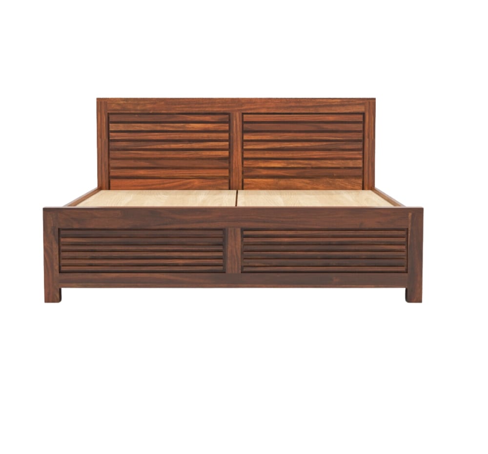 Solid Wood King Bed In Honey Finish