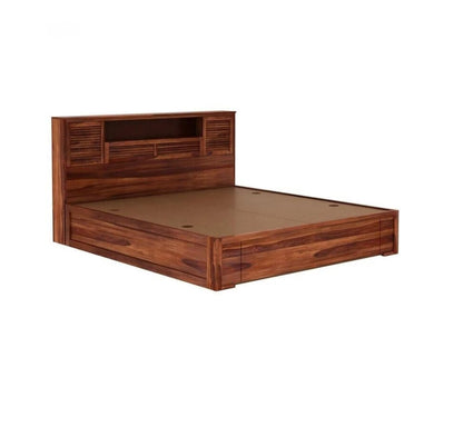 Solid Wood King Bed In Honey Finish