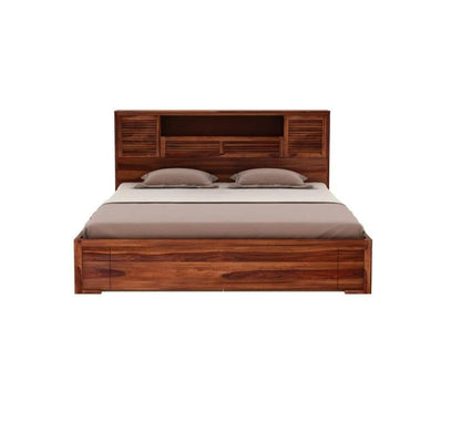 Solid Wood King Bed In Honey Finish