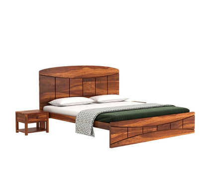 Solid Wood King Bed In Honey Finish