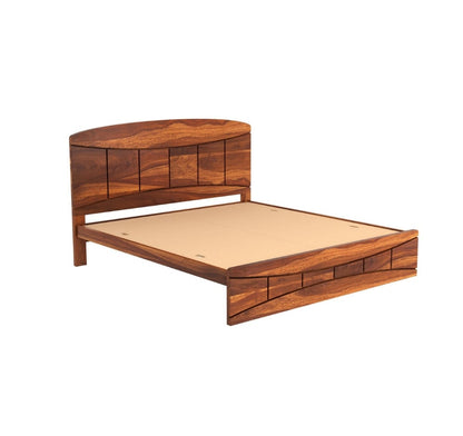 Solid Wood King Bed In Honey Finish