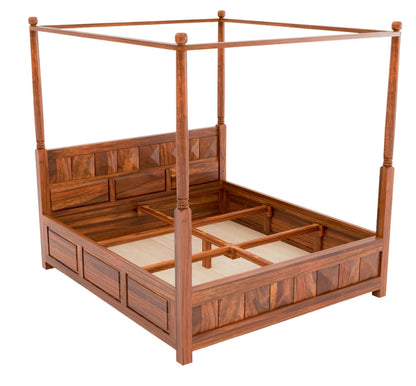 Solid Wood King Bed In Honey Finish