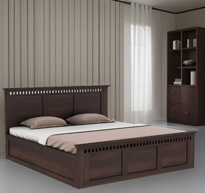 Solid Wood King Bed In Walnut Finish