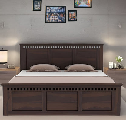 Solid Wood King Bed In Walnut Finish