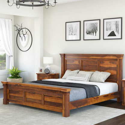 Solid Wood King Bed In Natural Finish