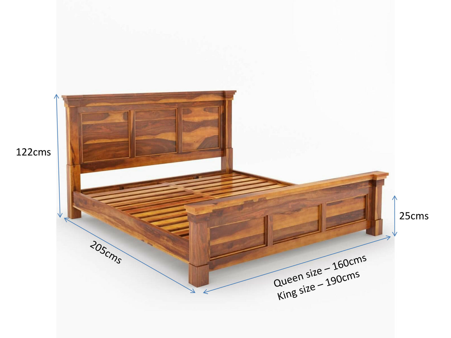 Solid Wood King Bed In Natural Finish