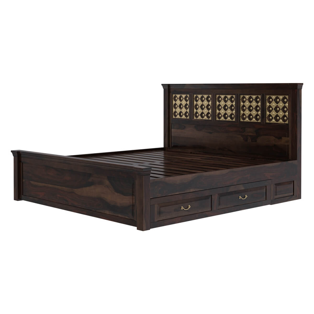 Solid Wood King Bed In Medium Espresso Finish