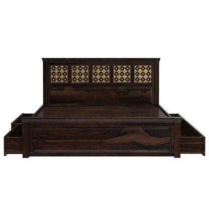 Solid Wood King Bed In Medium Espresso Finish