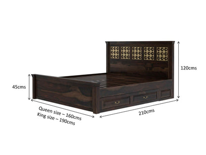 Solid Wood King Bed In Medium Espresso Finish