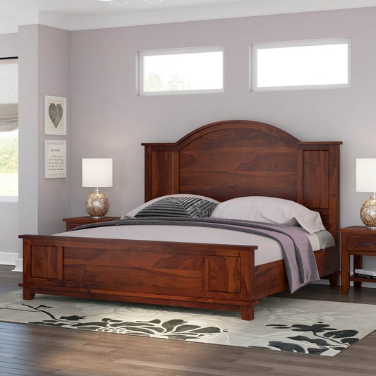 Solid Wood King Bed In Rosewood Finish