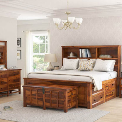 Solid Wood Queen Bed In Natural Finish