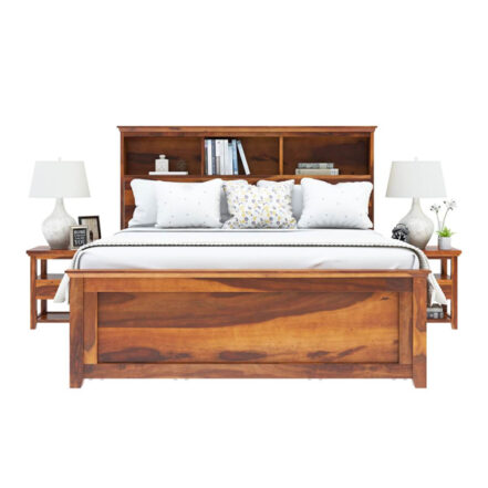 Solid Wood Queen Bed In Natural Finish