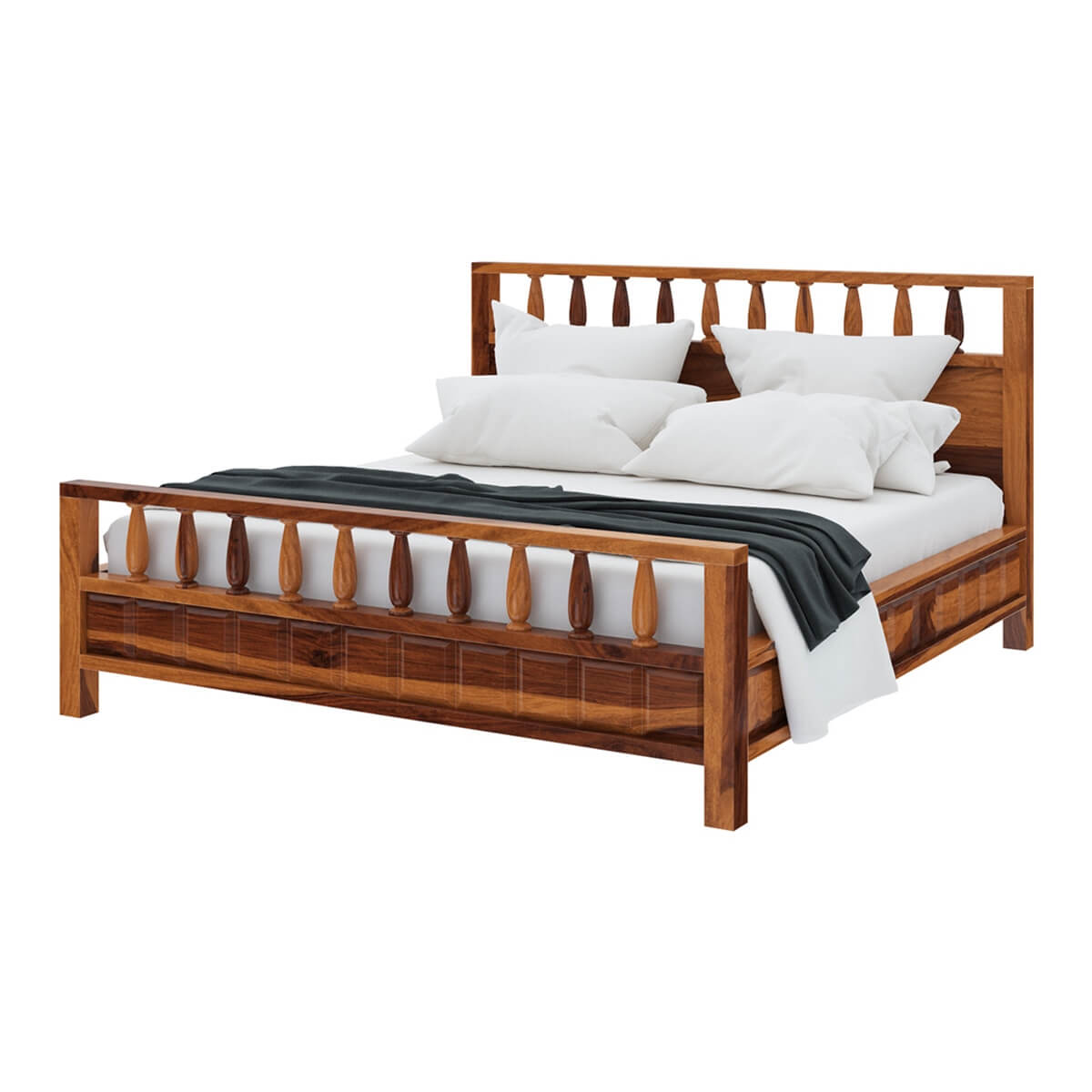 Solid Wood Queen Bed In Natural Finish