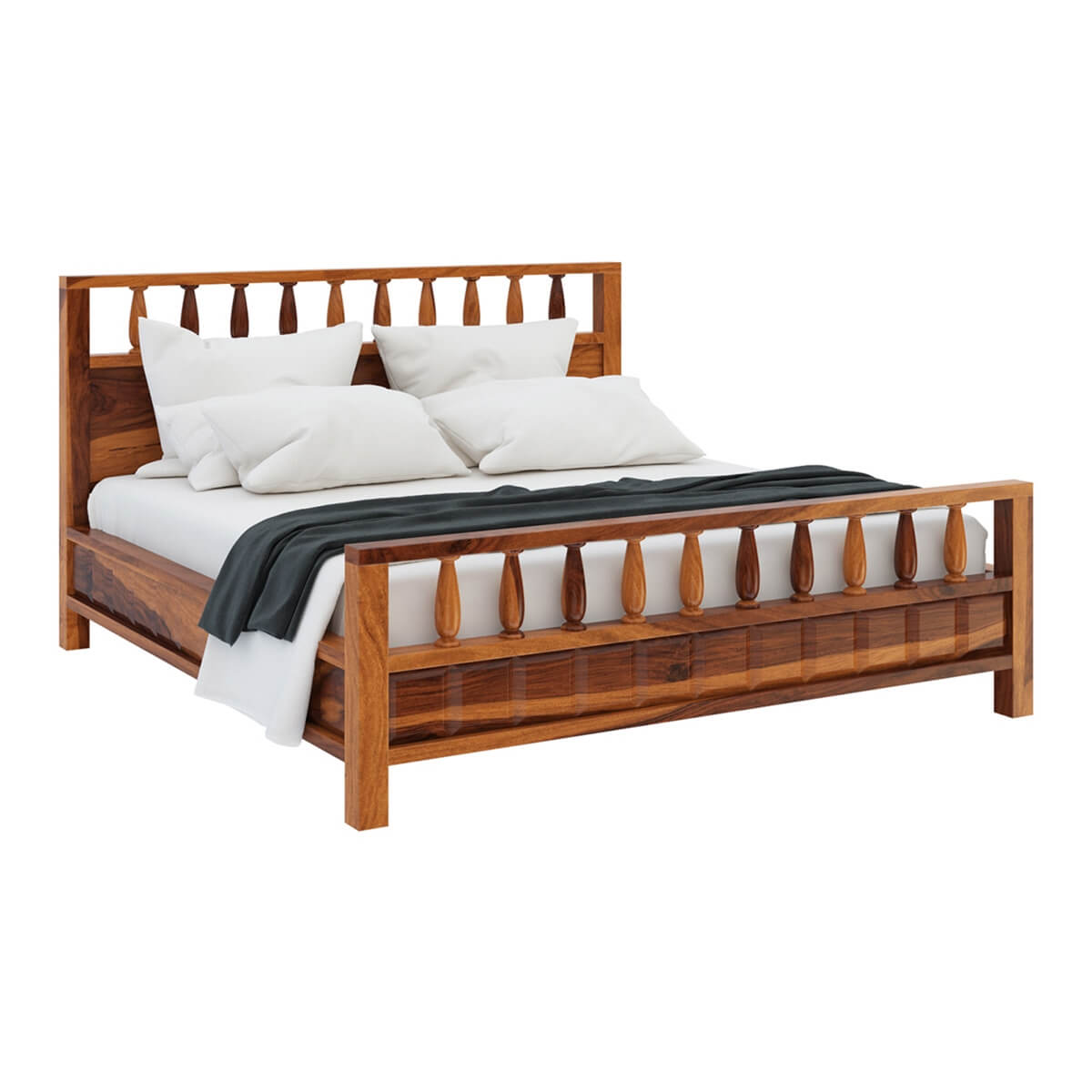 Solid Wood Queen Bed In Natural Finish