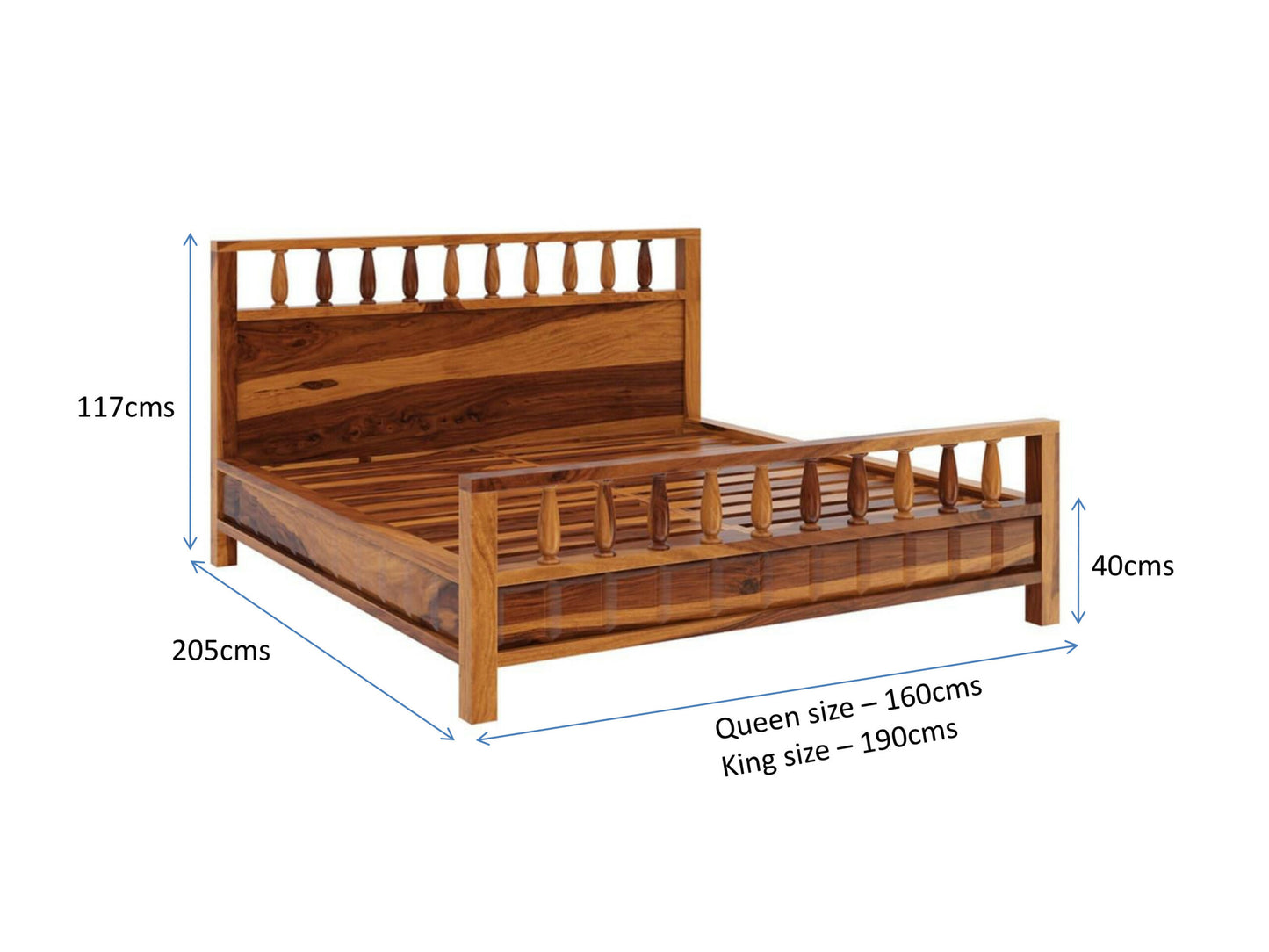 Solid Wood Queen Bed In Natural Finish