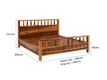 Solid Wood Queen Bed In Natural Finish