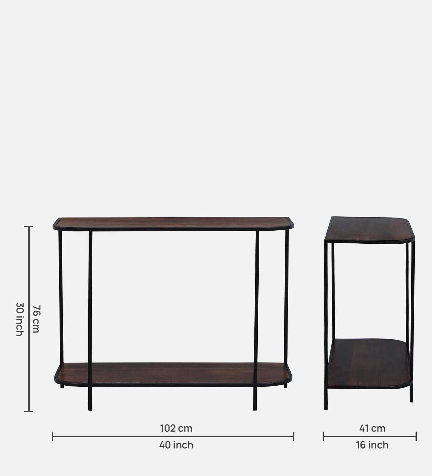 Mahi - Metal Console Table In Black Polish Shade & Wooden Top