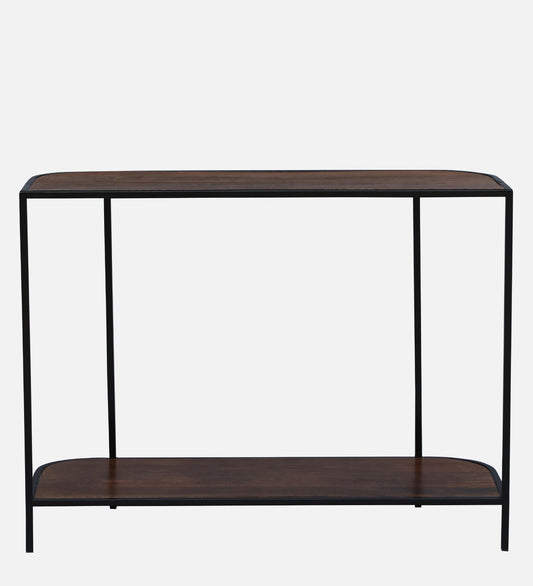 Mahi - Metal Console Table In Black Polish Shade & Wooden Top