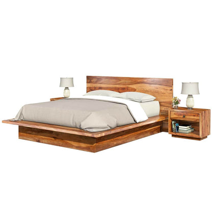 Solid Wood King Bed In Natural Finish