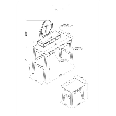 Solid Wood Dressing Tables In Glossy Finish