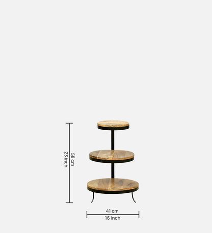 Keyvan - Solid Wood End Table In Natural Finish & Metal Base