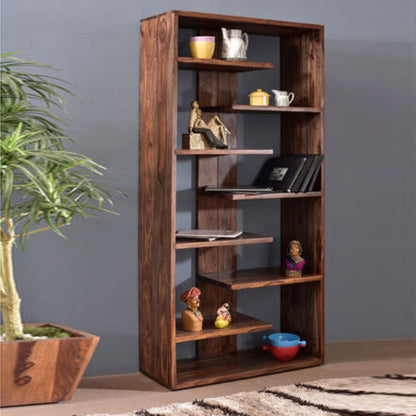 Solid Wood Book Case In Brown Finish