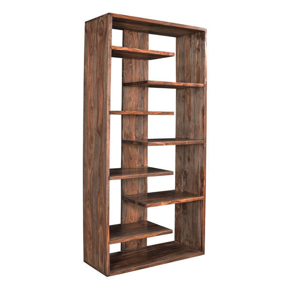 Solid Wood Book Case In Brown Finish