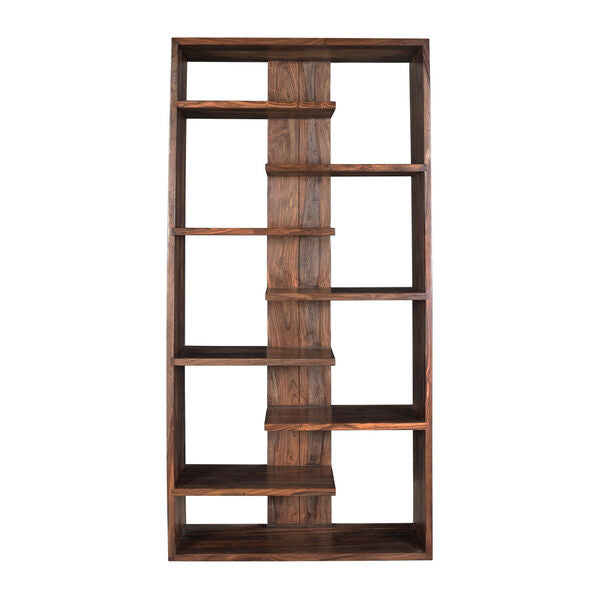 Solid Wood Book Case In Brown Finish