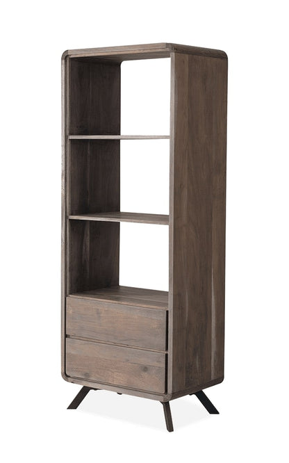 Solid Wood Book Case In Smoke Grey Finish