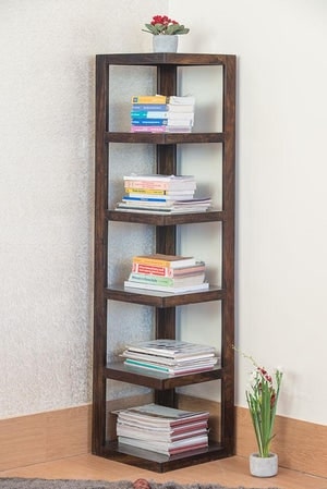 Solid Wood Book Case In Walnut Finish