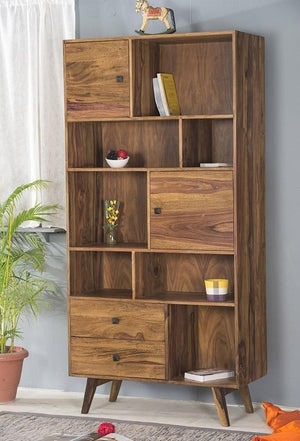 Solid Wood Book Case In Natural Finish