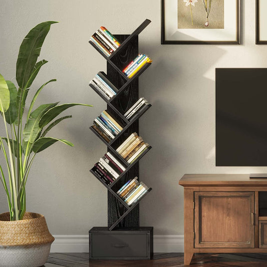 Solid Wood Book Case In Black Finish