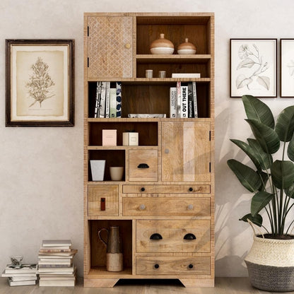 Solid Wood Book Case In Natural Finish