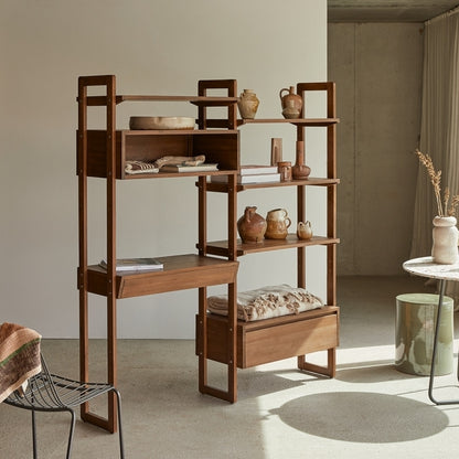 Solid Wood Book Case In Teak Finish